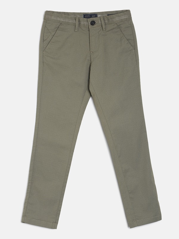 Boys Khaki Woven Regular Fit Trouser